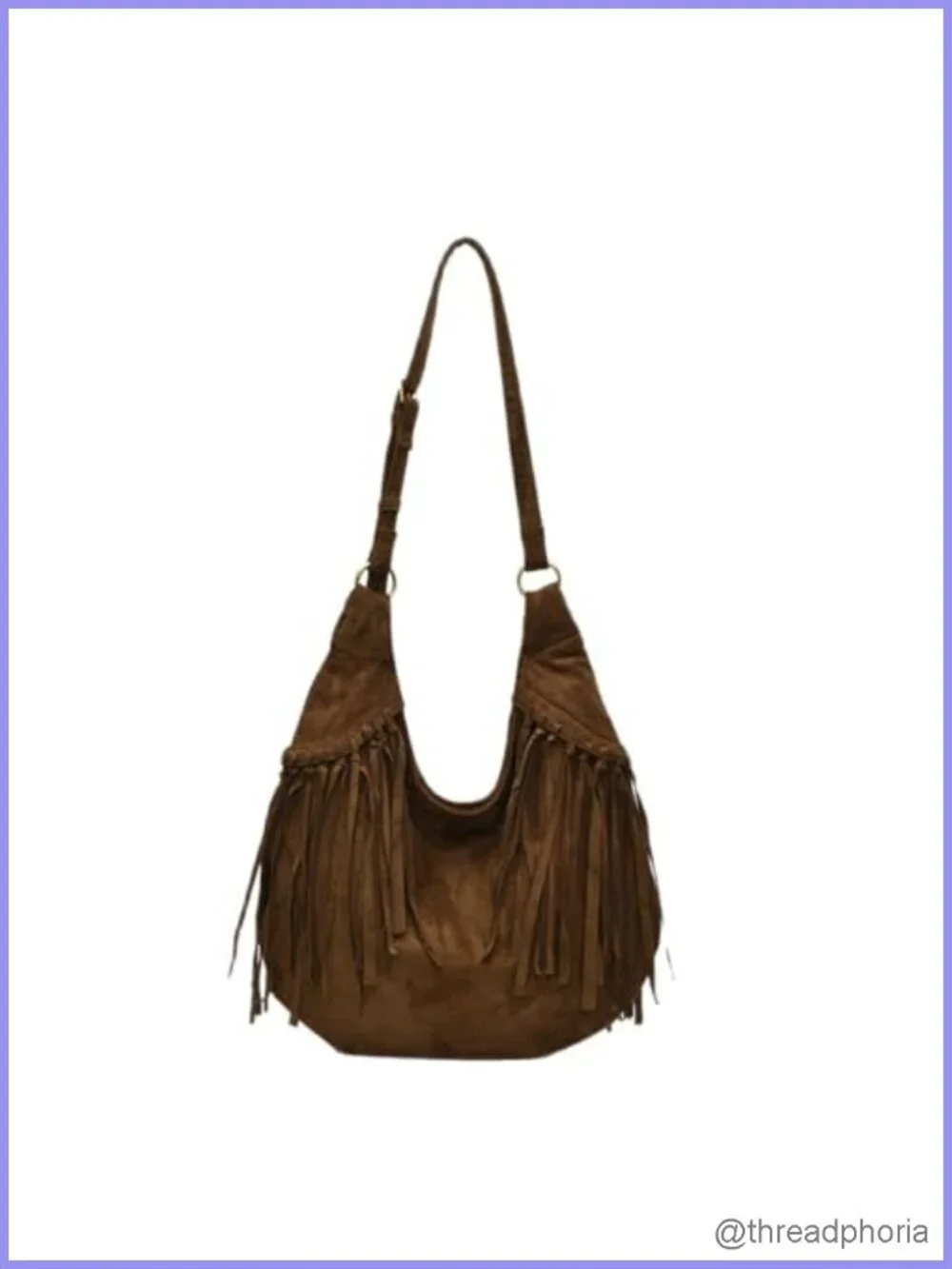 Vintage Fringe Hobo Bag Tote Shoulder Crossbody Purse Women Suede Boho